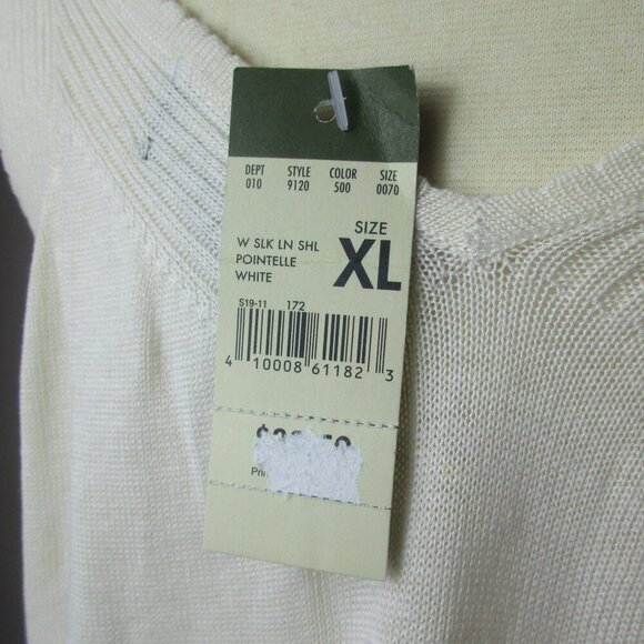 Eddie Bauer Sweater Vest Women's XL Pointelle White Silk Sleeveless Deep V-Neck - Picture 9 of 15